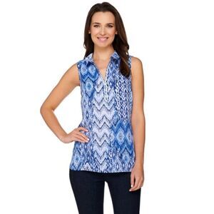 NWT Susan Graver Artisan Embellished Woven Sleeveless Top | Size 8